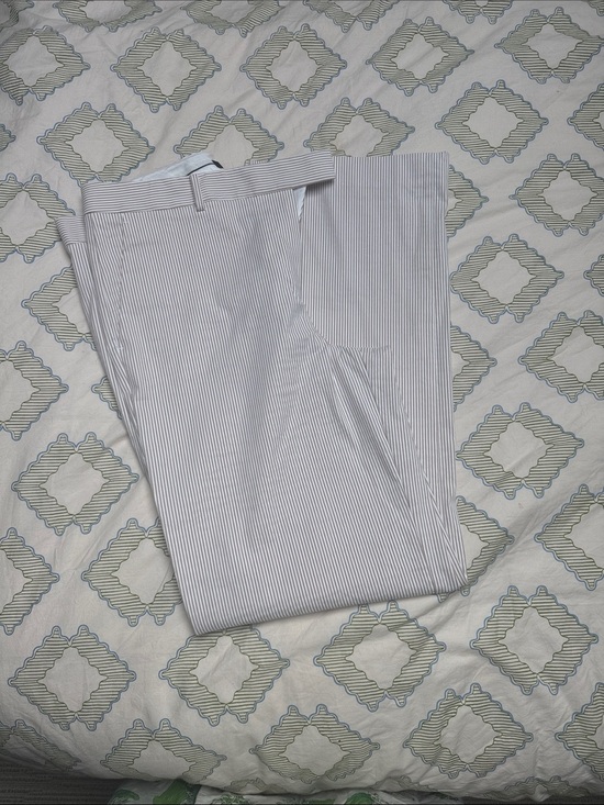 Ann Taylor Pants - Ann Taylor White and Light tan and white seersucker Trousers